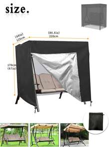 1pc Polyester Outdoor Swing Cover Tent - Black - View 3
