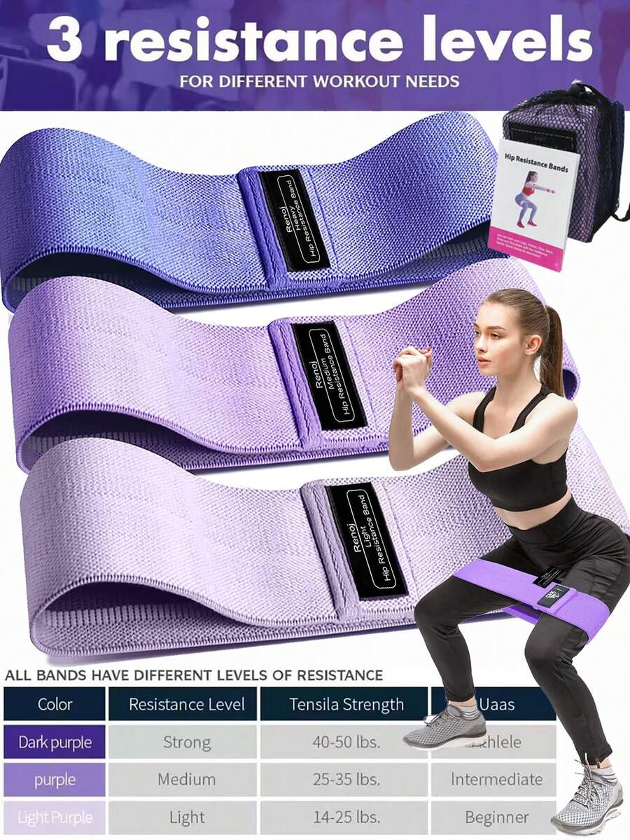 Banda de resistencia poliéster deportivo - Morado - Ver 1