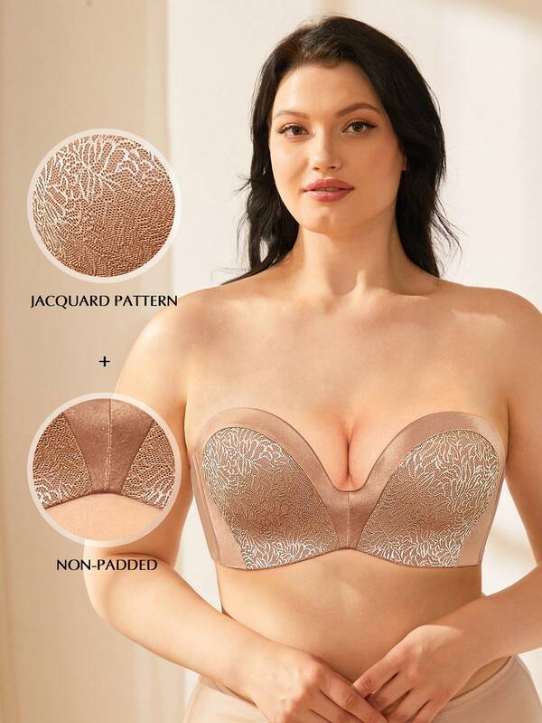 Wingslove Plus Jacquard Strapless Bra SHEIN USA