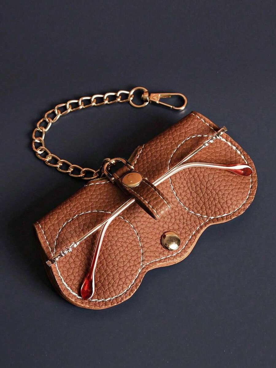 Litchi Embossed Glasses Cover Pu - Brown - View 1