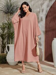 Al Najma Đầm màu trơn Khiêm tốn - Bụi hồng - Xem 1
