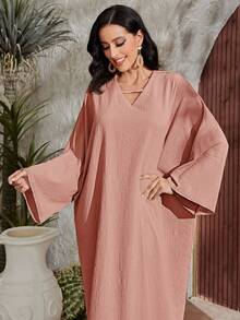 Al Najma Đầm màu trơn Khiêm tốn - Bụi hồng - Xem 4