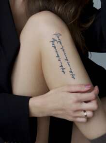 1 hoja Pegatina tatuaje con estampado de slogan - Negro - Ver 6