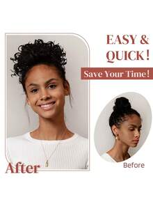 短卷合成纖維髮髻 - 黑色 - 查看 5