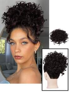 短卷合成纖維髮髻 - 黑色 - 查看 6