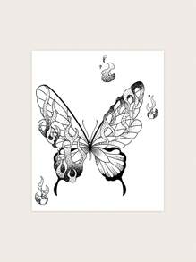 Nhãn dán hình xăm hoa văn bướm, 1 tấm PVC Giấy xăm tạm thời cho cơ thể - màu đen - Xem 3