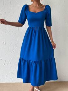 Calvaya Sweetheart Neck Ruffle Hem Dress Maxi Women Outfit