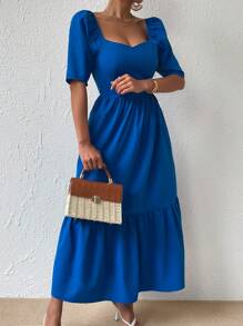 Calvaya Sweetheart Neck Ruffle Hem Dress Maxi Women Outfit