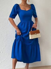 Calvaya Sweetheart Neck Ruffle Hem Dress Maxi Women Outfit