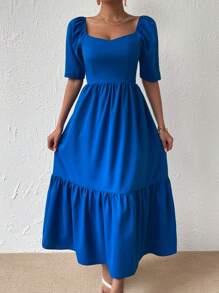 Calvaya Sweetheart Neck Ruffle Hem Dress Maxi Women Outfit