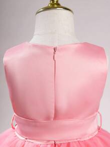 網拼接純色嬰兒連衣裙