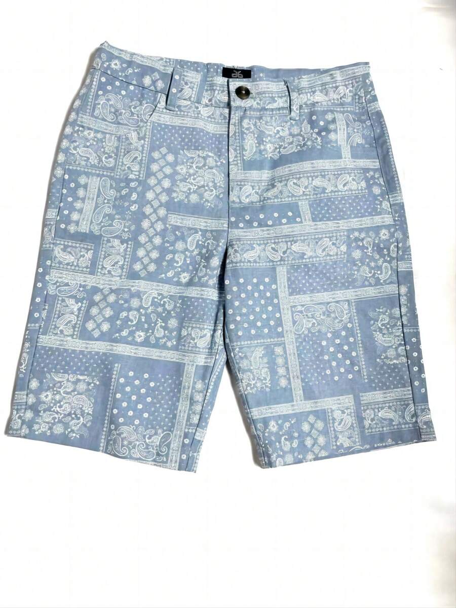 Tween Boys' Printed Antique Style Casual Vacation Shorts For Summer