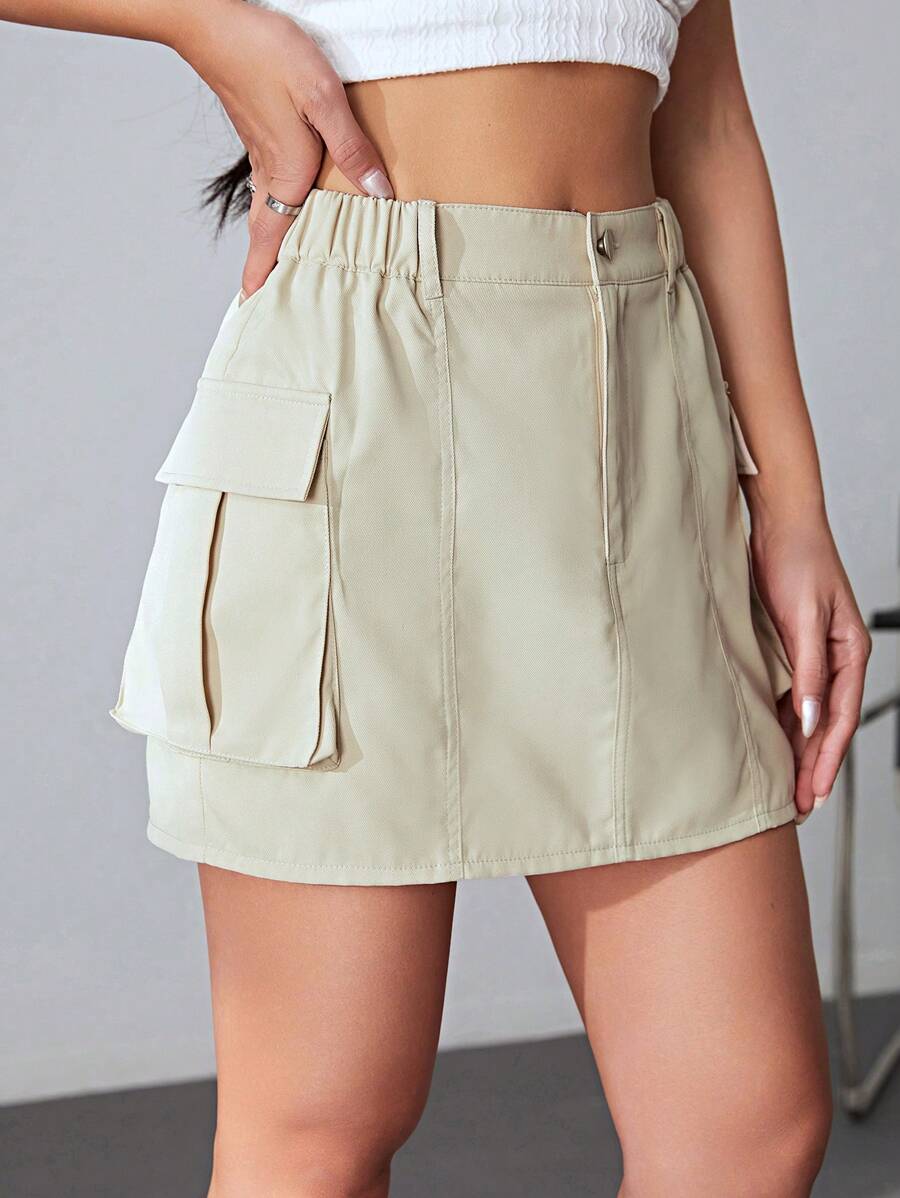 Coolane 側翻蓋口袋工裝裙