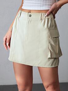 Coolane 側翻蓋口袋工裝裙