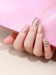 3D Kim Cương Giả Trang Trí Full Miếng Dán Móng Tay, 1 Tấm ABS Da Báo Móng Tay Nghệ Thuật Decal & 1 Dũa Móng Tay Cho Nữ - Nhiều màu - Xem 3