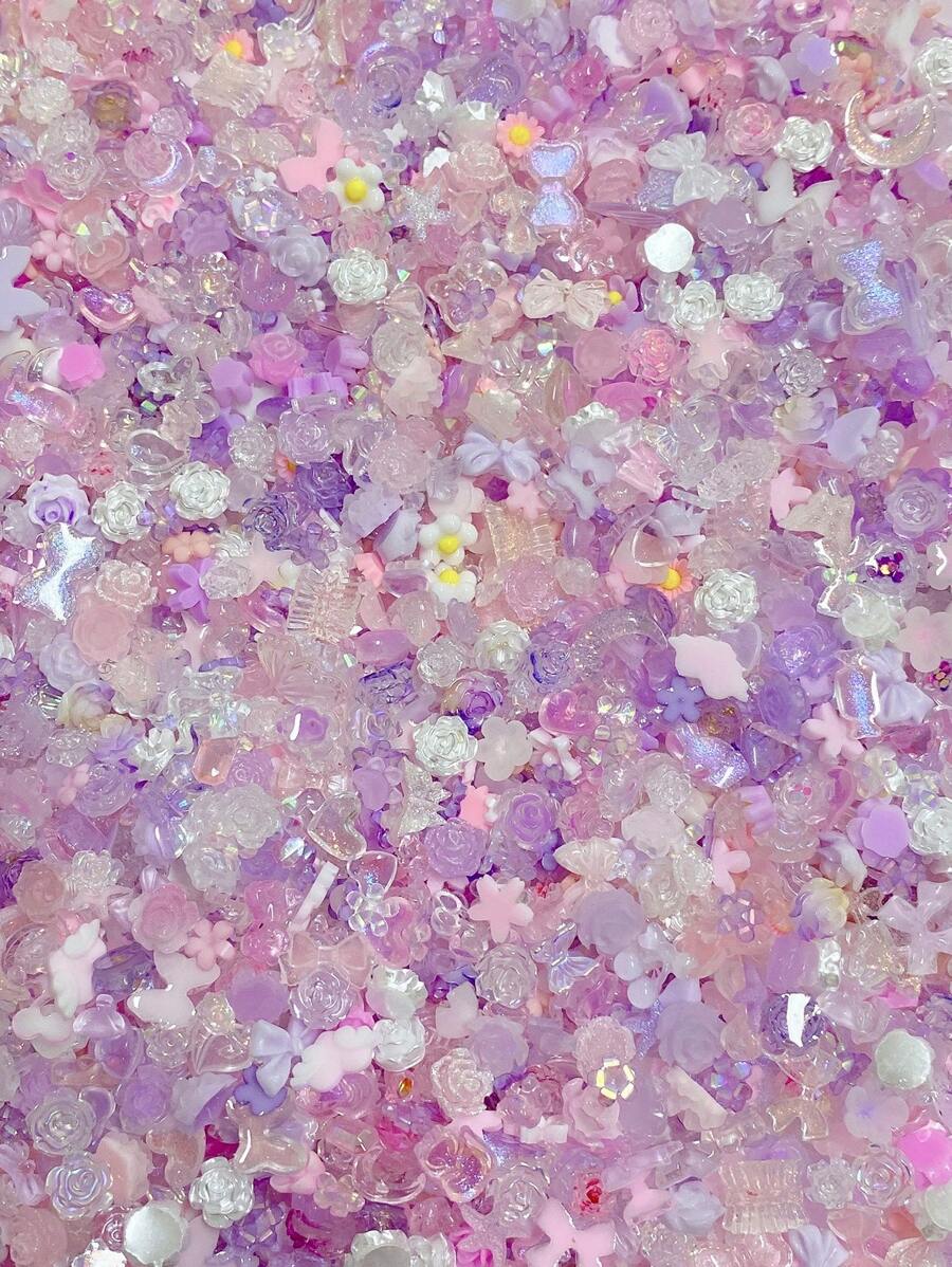 3D花朵和心形設計美甲裝飾1入組女士ABS美甲裝飾 - 彩色 - 查看 1