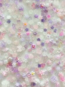 3D花朵和心形設計美甲裝飾1入組女士ABS美甲裝飾 - 彩色 - 查看 2