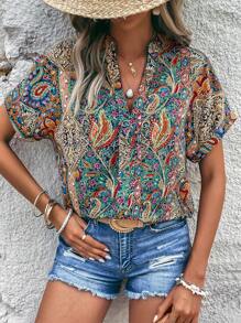 EMERY ROSE Paisley Print Batwing Sleeve Blouse - Multicolor - View 1