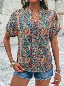 EMERY ROSE Paisley Print Batwing Sleeve Blouse - Multicolor - View 5