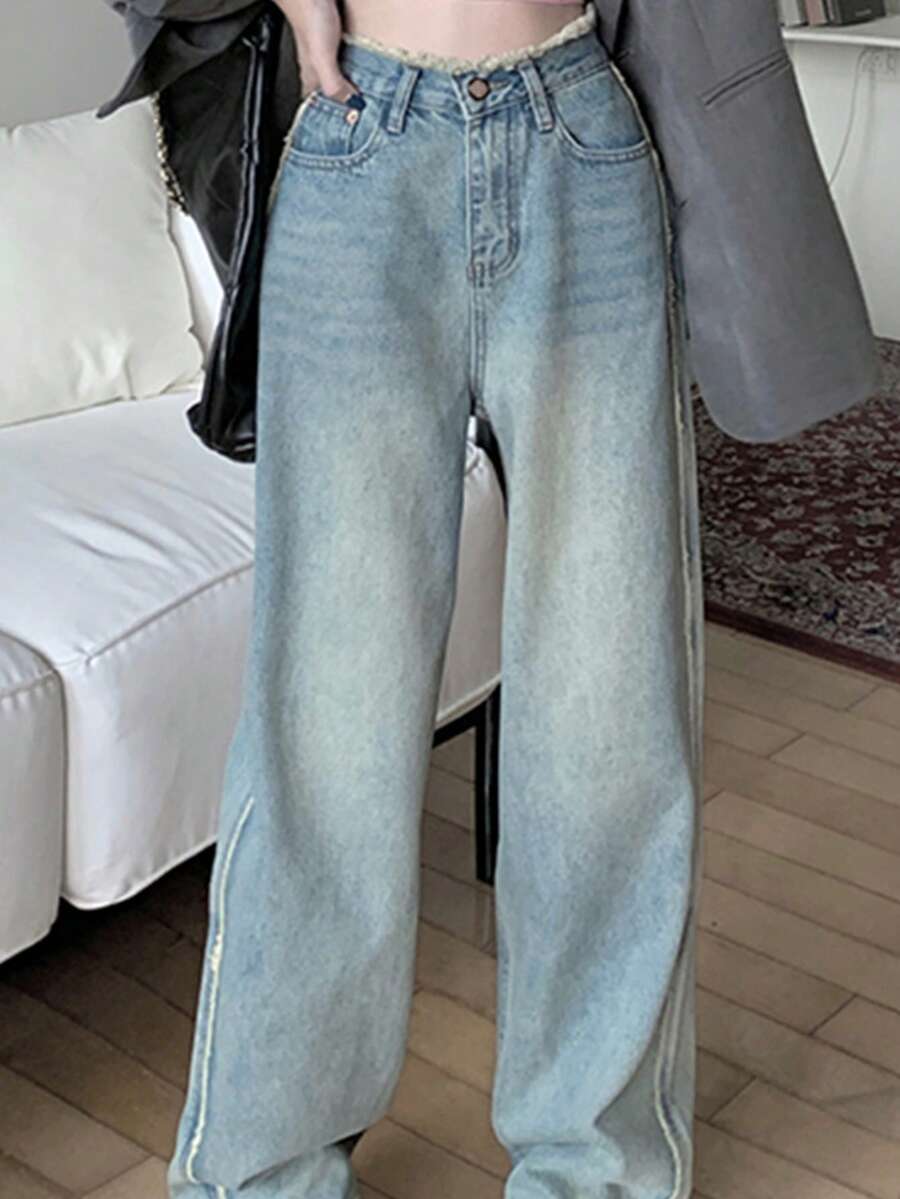 Jeans con lavado de pierna ancha - Lavado ligero - Ver 1