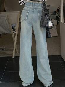 Jeans con lavado de pierna ancha - Lavado ligero - Ver 2