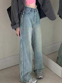 Jeans con lavado de pierna ancha - Lavado ligero - Ver 3