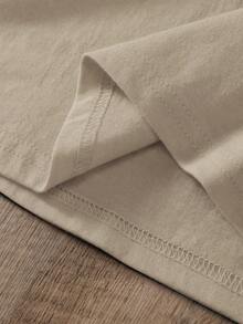SHEIN LUNE Áo thun nữ Đồ họa Slogan Giải trí - Màu Khaki - Xem 5