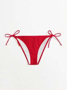 SHEIN Swim Summer Beach Tie Side Bikini Bottom - Red - View 5
