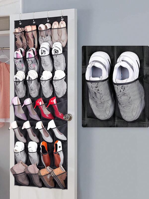 1Pack 28 Large Mesh Bags On Shoe Rack Behind Door, Closet Hanging Shoe