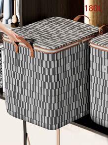 1 Đơn Giản Họa Tiết Hình Học Túi Bảo Quản, Dây Kéo Công Suất Lớn Người Tổ Chức, Chống Bụi Hộp Đựng, Thứ Túi - Xám - Xem 1