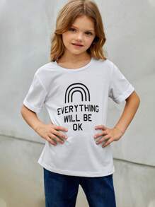 Niñas Camiseta con estampado de slogan - Blanco - Ver 1
