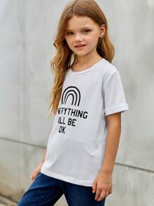 Niñas Camiseta con estampado de slogan - Blanco - Ver 4
