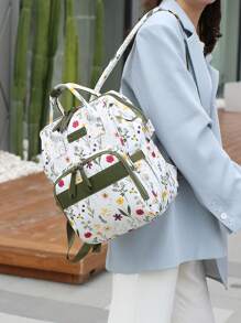 Bebé Mochila bolsa de pañal con patrón de flor multifuncional para - Multicolor - Ver 1