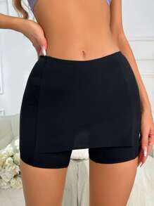 纯色短裤 - 黑色 - 查看 1