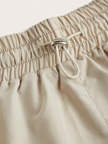 SHEIN ICON Váy nữ Dây kéo Túi màu trơn Giải trí - Màu Khaki - Xem 4