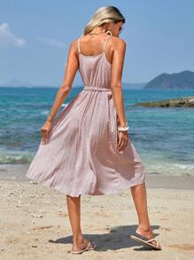 EURMUSE Ditsy Floral Belted Cami Dress - Multicolor - View 3