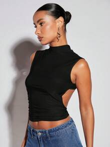SHEIN BAE Mock Neck Backless Tank Top