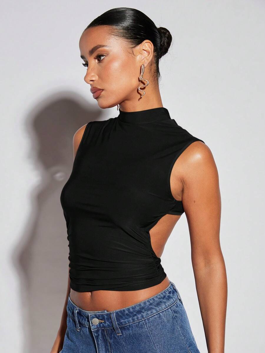 SHEIN BAE Mock Neck Backless Tank Top