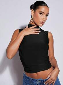 SHEIN BAE Mock Neck Backless Tank Top