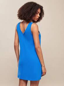 SHEIN BASICS Solid V-Neck Tank Dress - Royal Blue - View 2