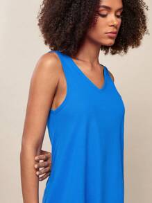 SHEIN BASICS Solid V-Neck Tank Dress - Royal Blue - View 6