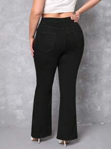 SHEIN Frenchy Jeans de pierna amplia de talle alto - Negro - Ver 2
