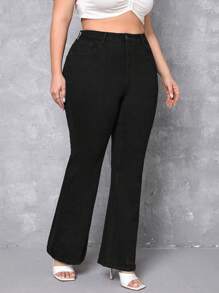 SHEIN Frenchy Jeans de pierna amplia de talle alto - Negro - Ver 3