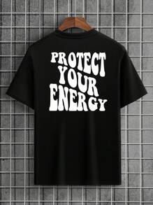 Men Slogan Graphic Tee - Black - View 1