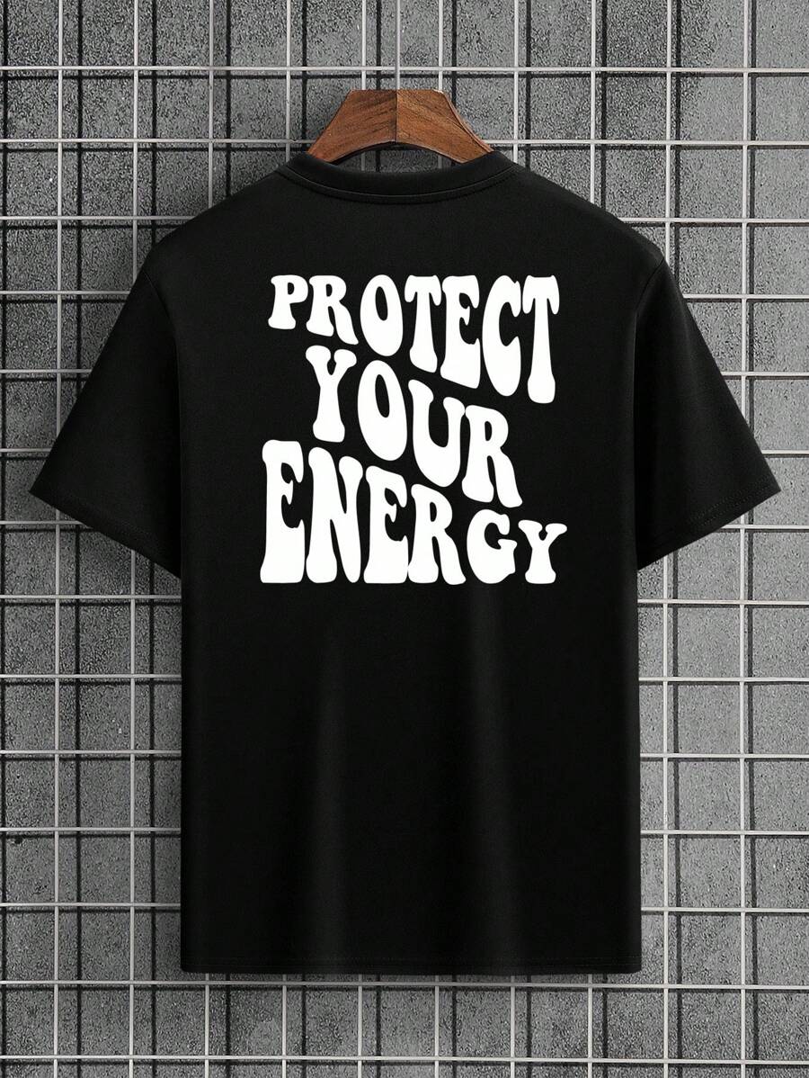 Men Slogan Graphic Tee - Black - View 1