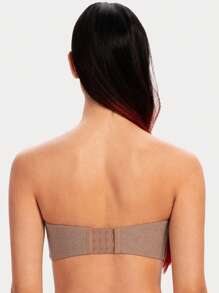 Women's Unlined Bandeau Underwire Minimizer Strapless Bra - Brown - View 2