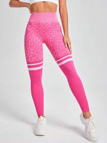 Yoga Trendy 豹紋印花收復運動打底褲