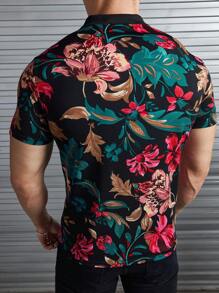 Manfinity BRENVOR 男士针织时尚休闲沙滩冲浪度假印花图案修身 Polo 衫 - 彩色 - 查看 2