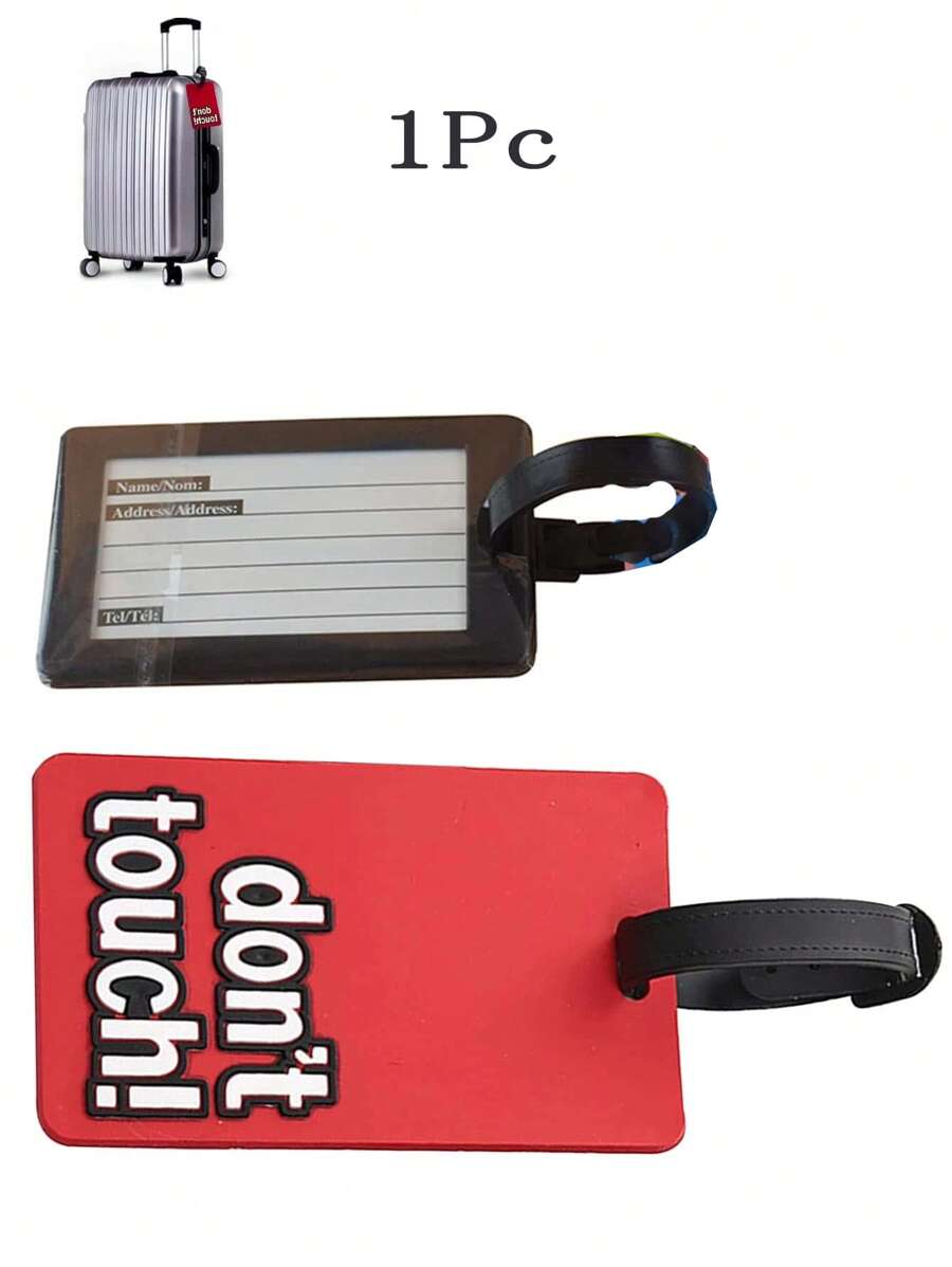 1 thẻ hành lý đồ họa chữ cái bằng silicon - Đỏ - Xem 1