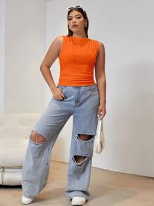 CovetEZ Top tank unicolor fruncido - Naranja - Ver 5